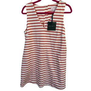 Buru Le V Mod Shift Dress Sz M Striped Button Back Preppy Wedding Spring Summer